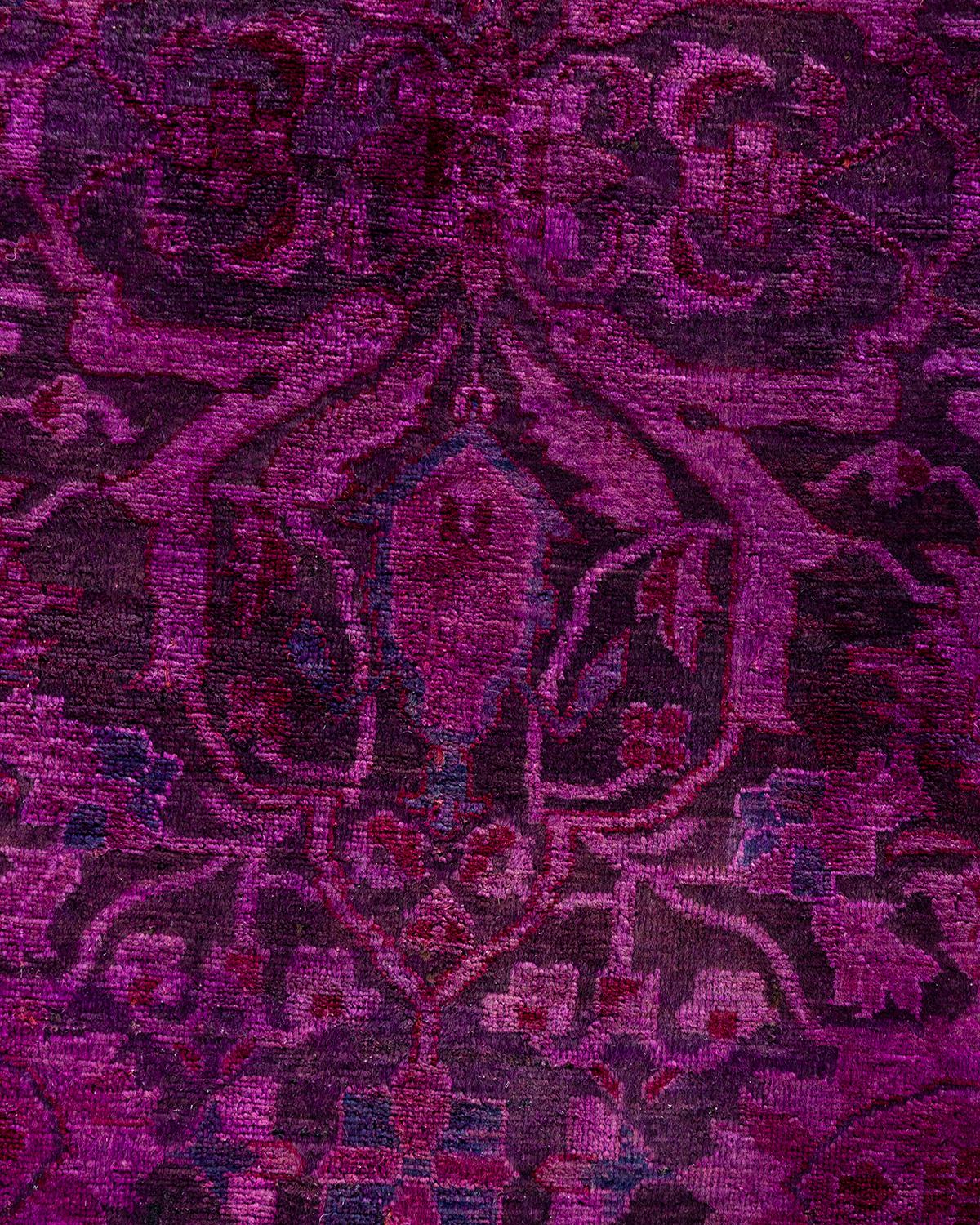 Pakistani Contemporary Overdyed Hand Knotted Wool Pink Area Rug 8' 0