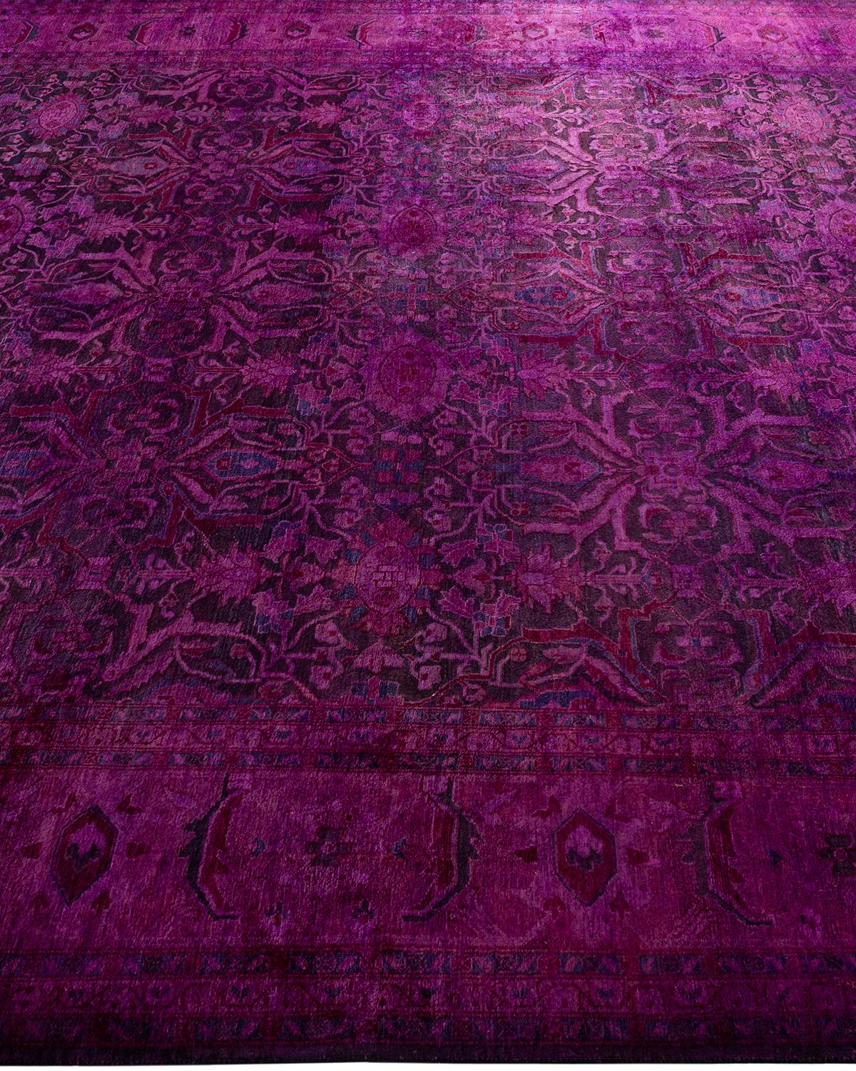 Contemporary Overdyed Hand Knotted Wool Pink Area Rug 8' 0
