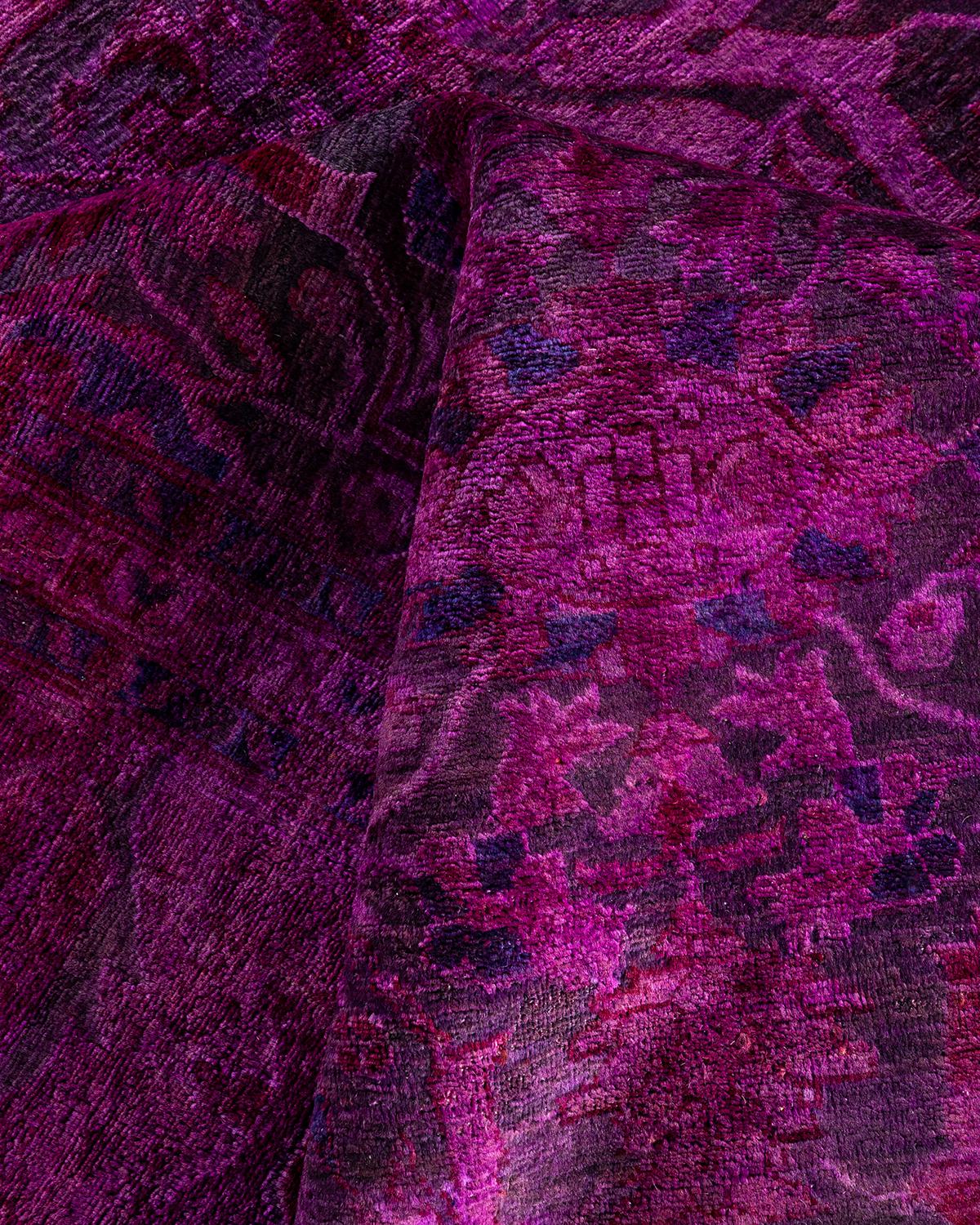 Contemporary Overdyed Hand Knotted Wool Pink Area Rug 8' 0