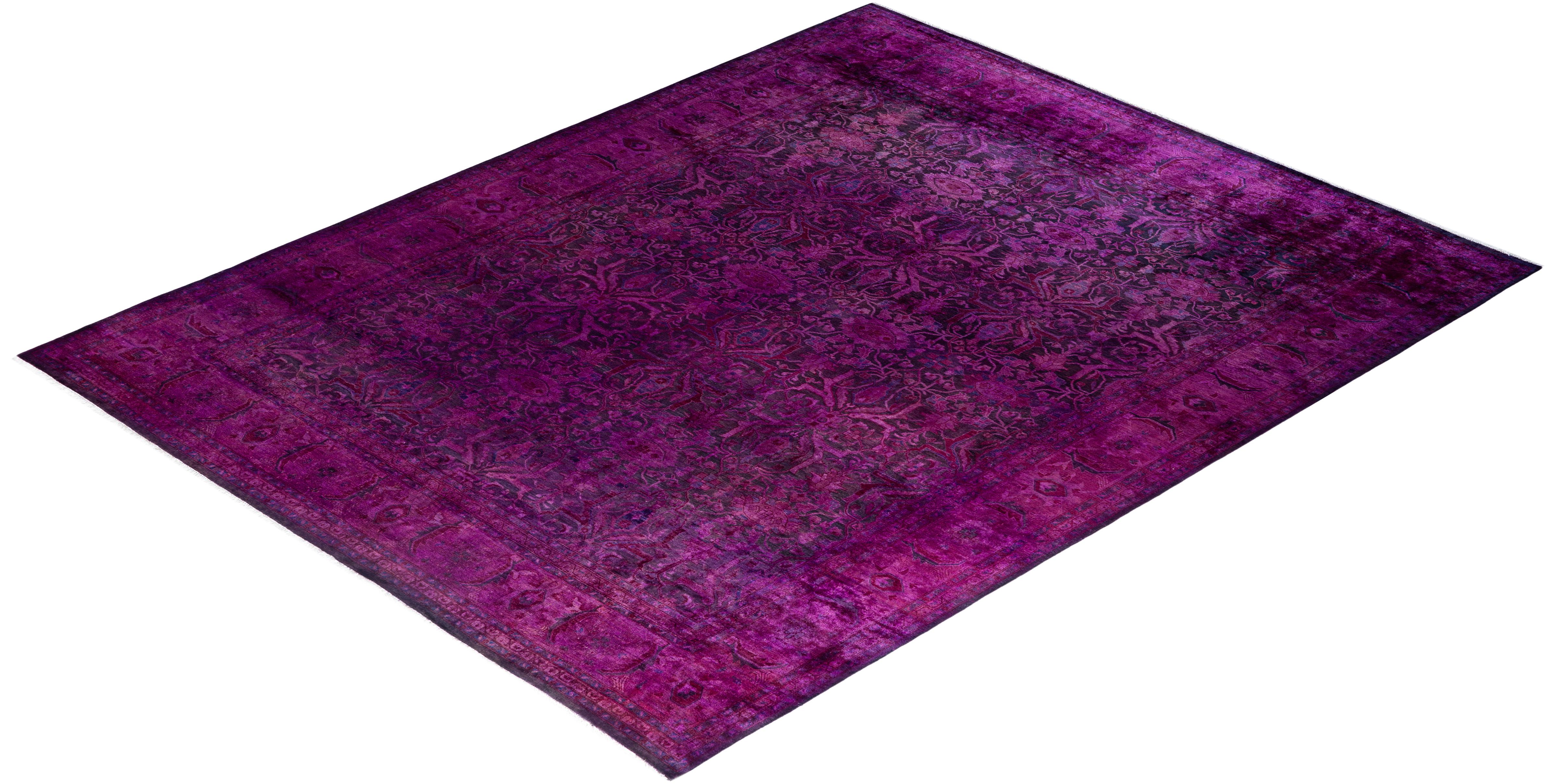 Contemporary Overdyed Hand Knotted Wool Pink Area Rug 8' 0