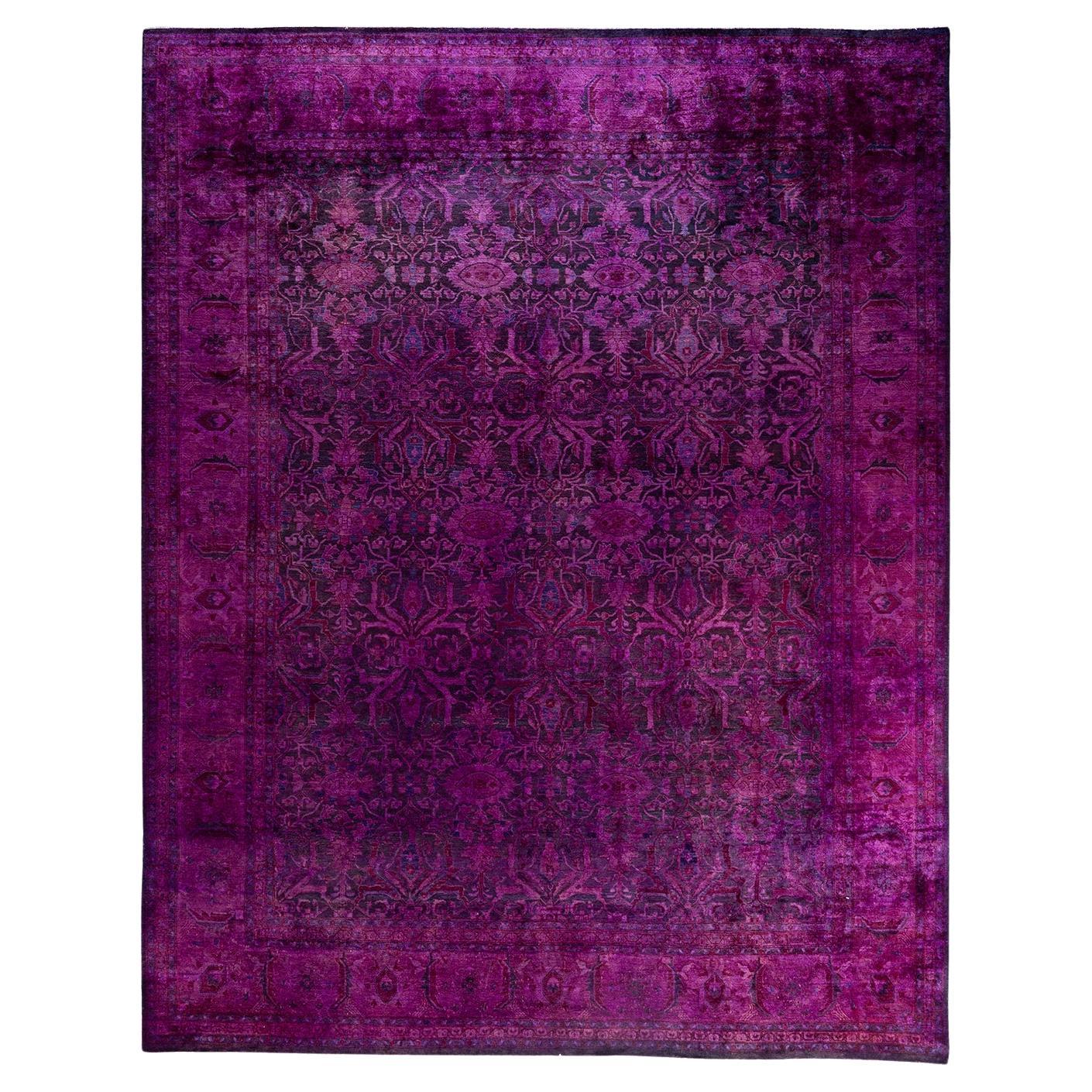 Contemporary Overdyed Hand Knotted Wool Pink Area Rug 8' 0" x 10' 1"