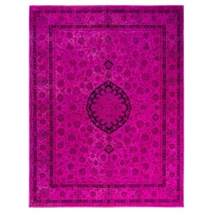 Contemporary Overdyed Hand Knotted Wool Pink Area Rug 8' 0" x 10' 3"