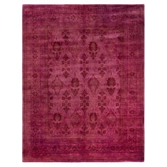 Contemporary Overdyed Hand Knotted Wool Pink Area Rug 8
 1" x 10
 3"