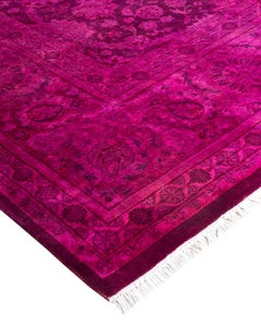 Contemporary Overdyed Hand Knotted Wool Pink Area Rug 8' 1" x 10' 5"
