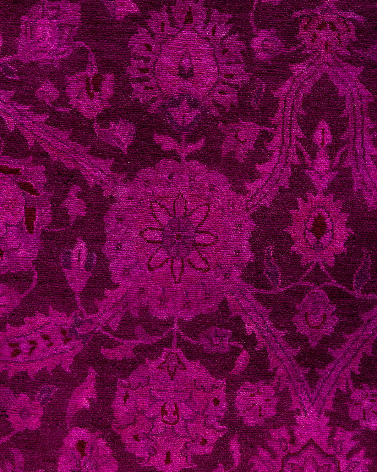 Contemporary Overdyed Hand Knotted Wool Pink Area Rug 8' 1