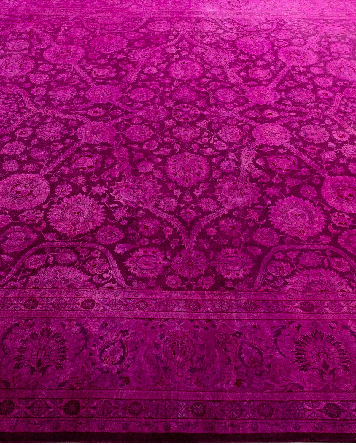 Contemporary Overdyed Hand Knotted Wool Pink Area Rug 8' 1