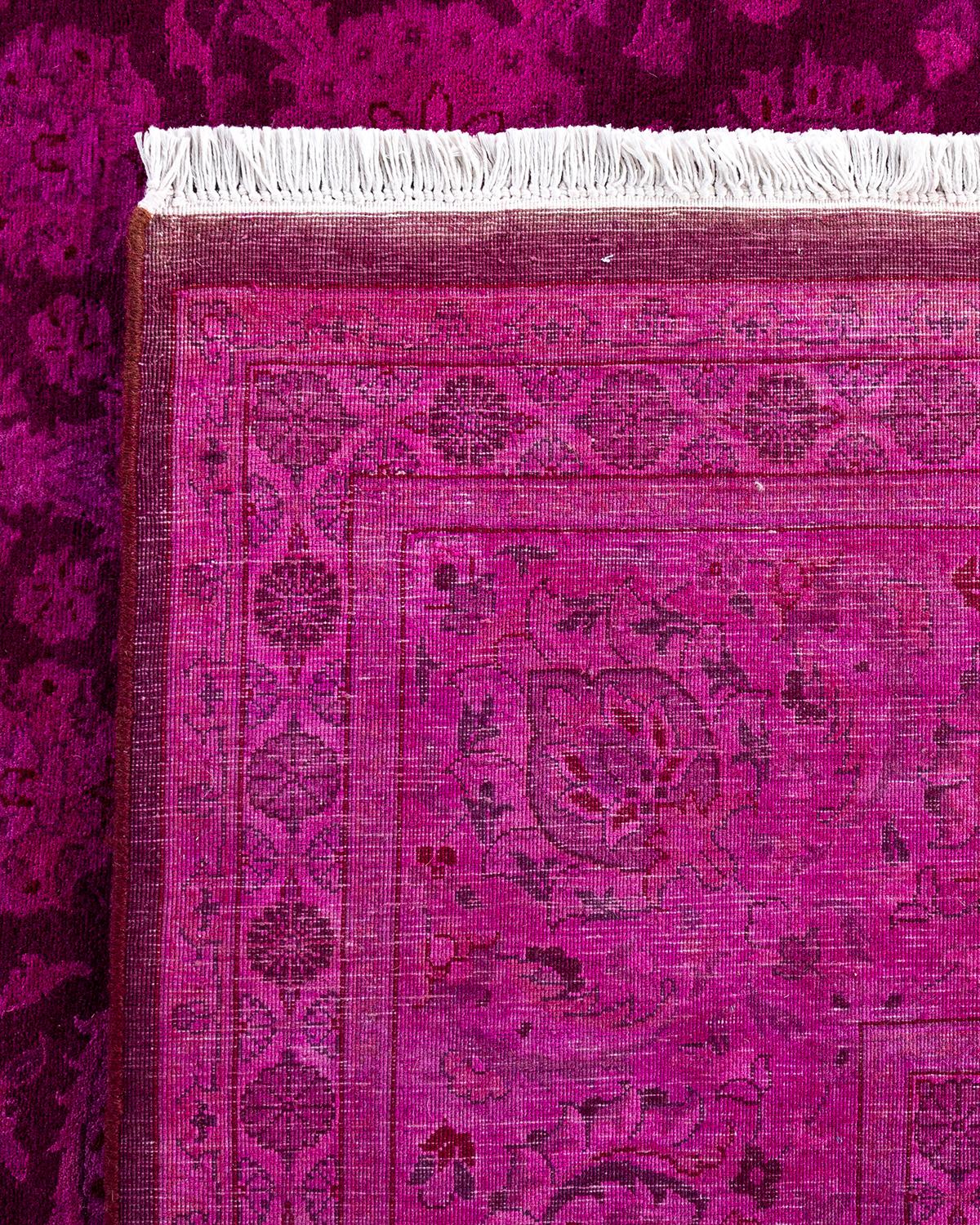 Contemporary Overdyed Hand Knotted Wool Pink Area Rug 8' 1