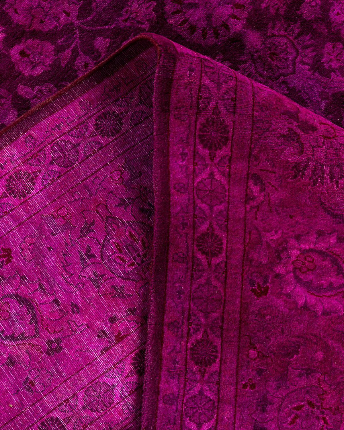 Contemporary Overdyed Hand Knotted Wool Pink Area Rug 8' 1