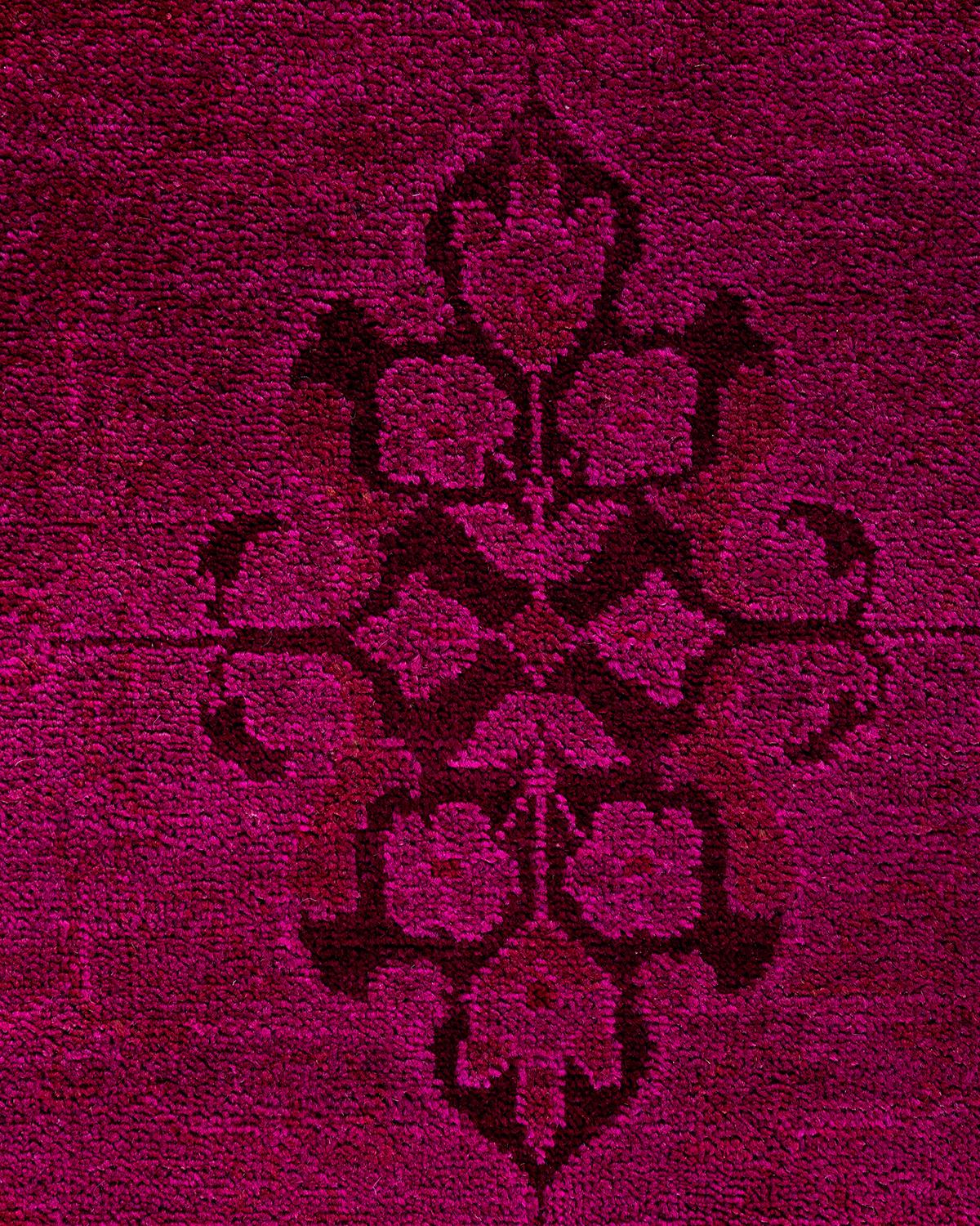 Pakistani Contemporary Overdyed Hand Knotted Wool Pink Area Rug 8' 2