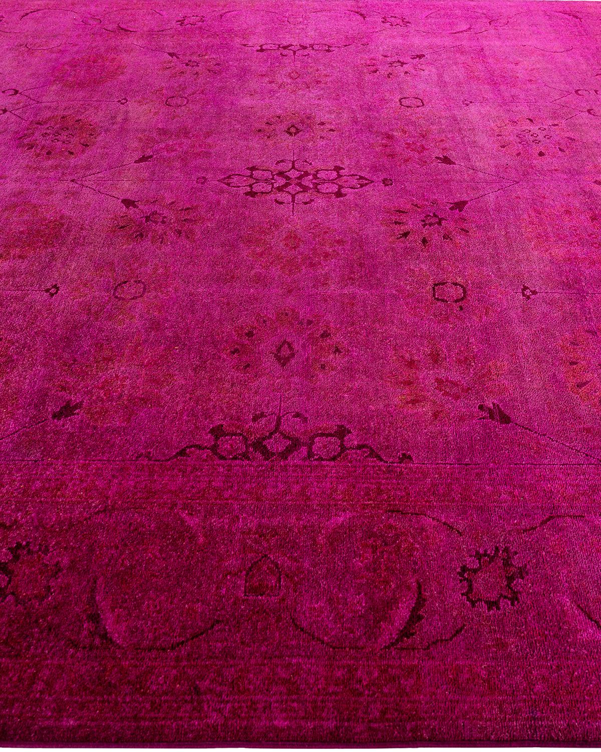 Contemporary Overdyed Hand Knotted Wool Pink Area Rug 8' 2