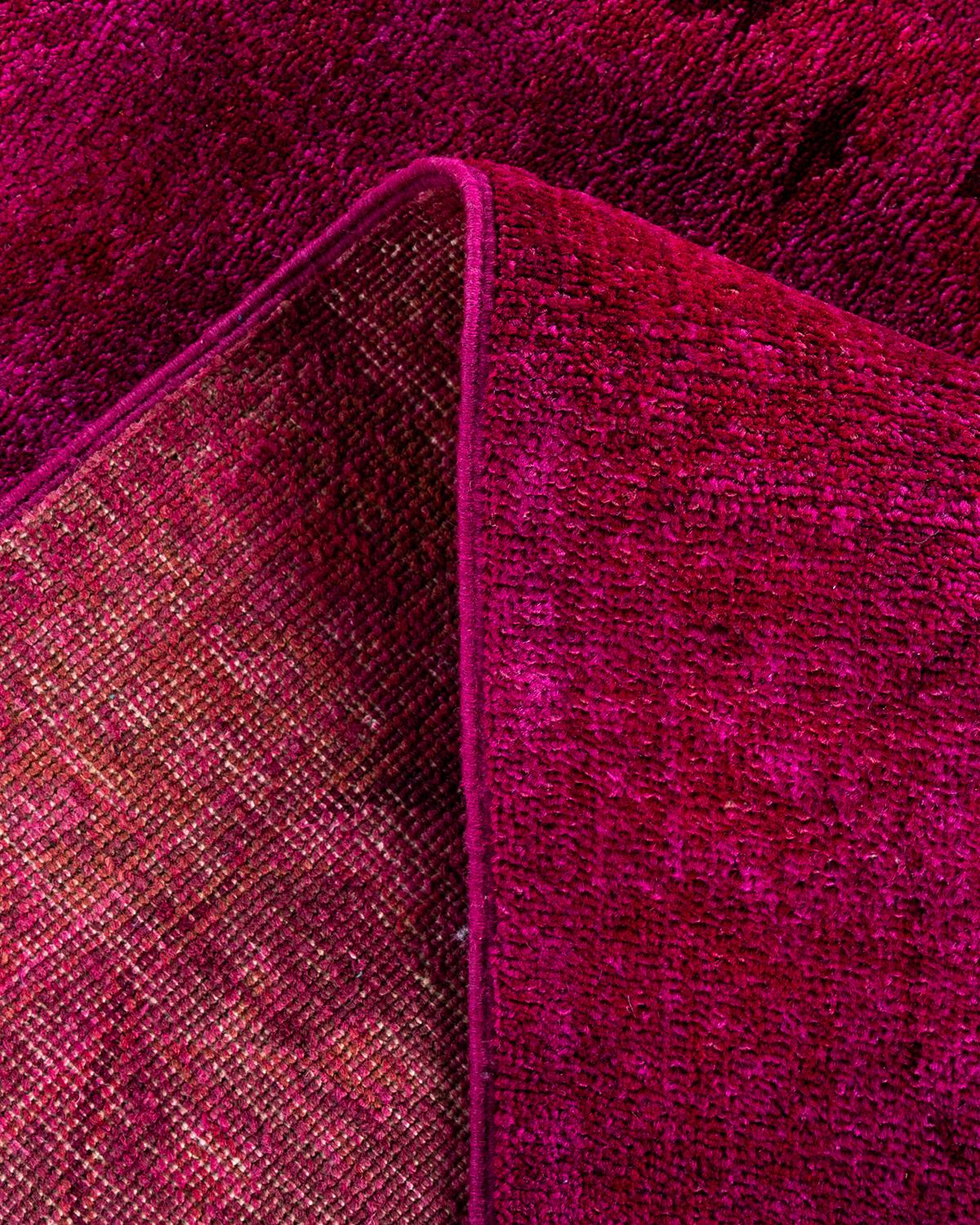 Contemporary Overdyed Hand Knotted Wool Pink Area Rug 8' 2