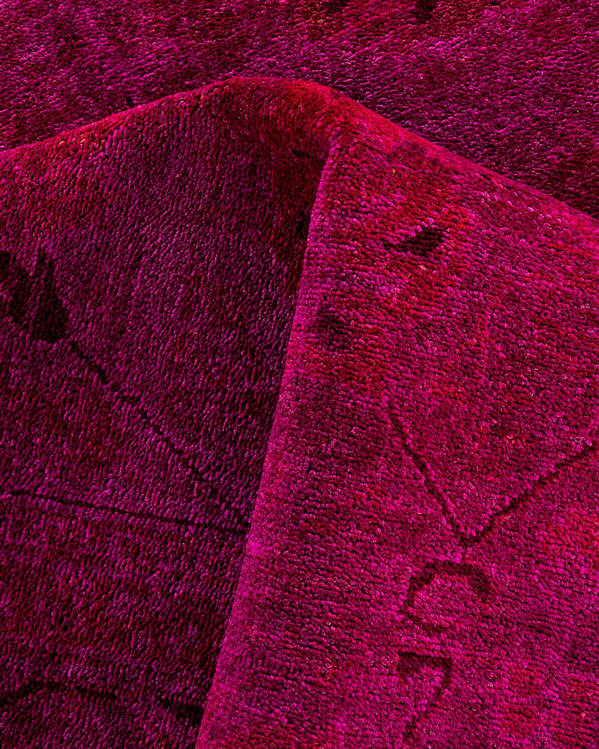 Contemporary Overdyed Hand Knotted Wool Pink Area Rug 8' 2