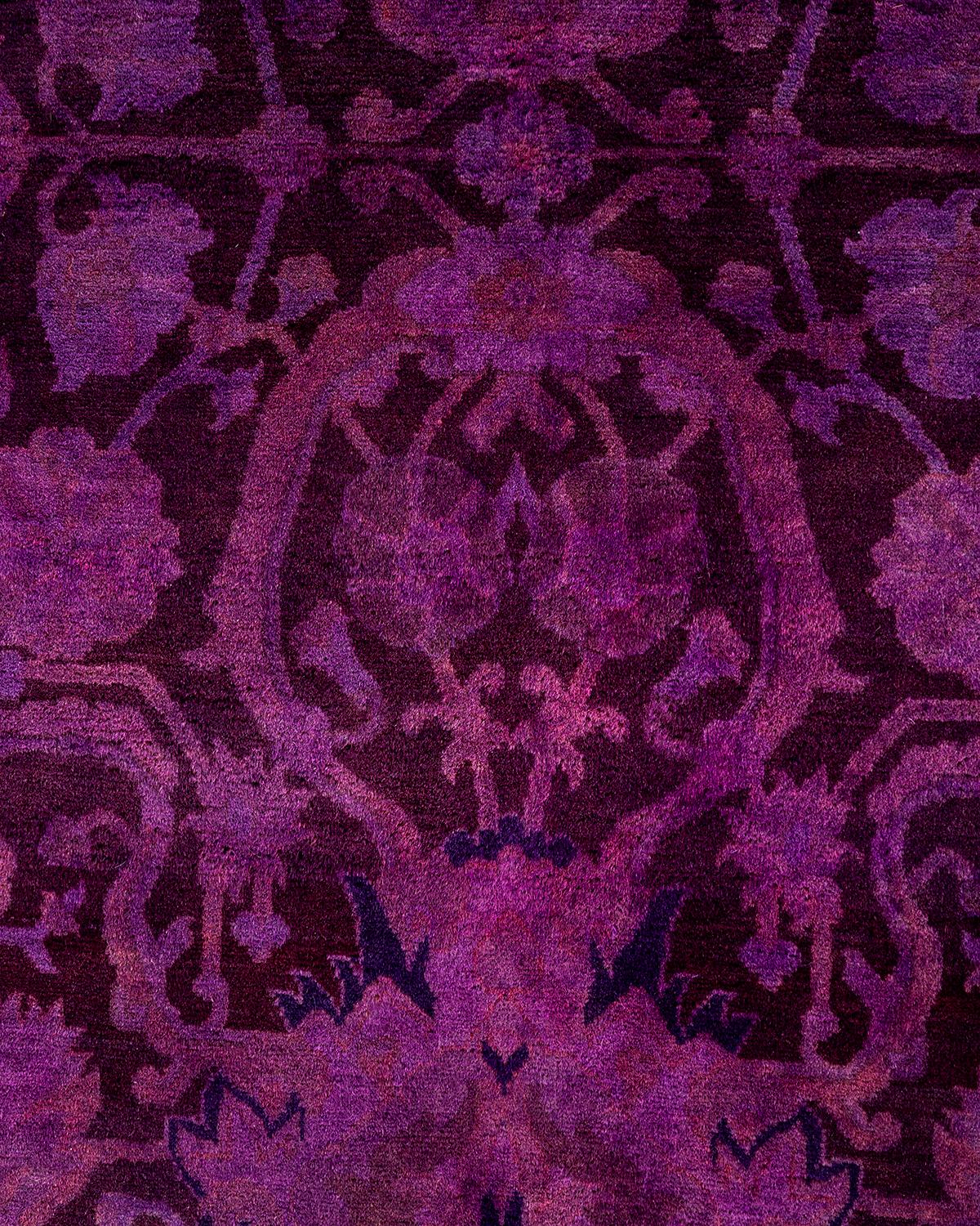 Contemporary Overdyed Hand Knotted Wool Pink Area Rug 8' 2