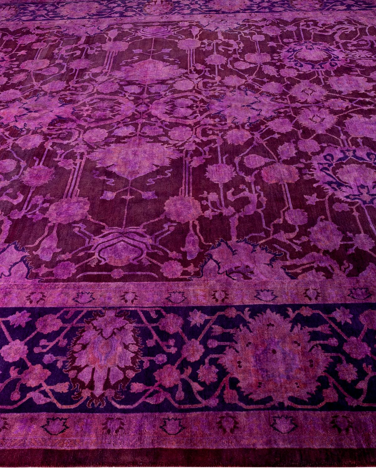 Contemporary Overdyed Hand Knotted Wool Pink Area Rug 8' 2