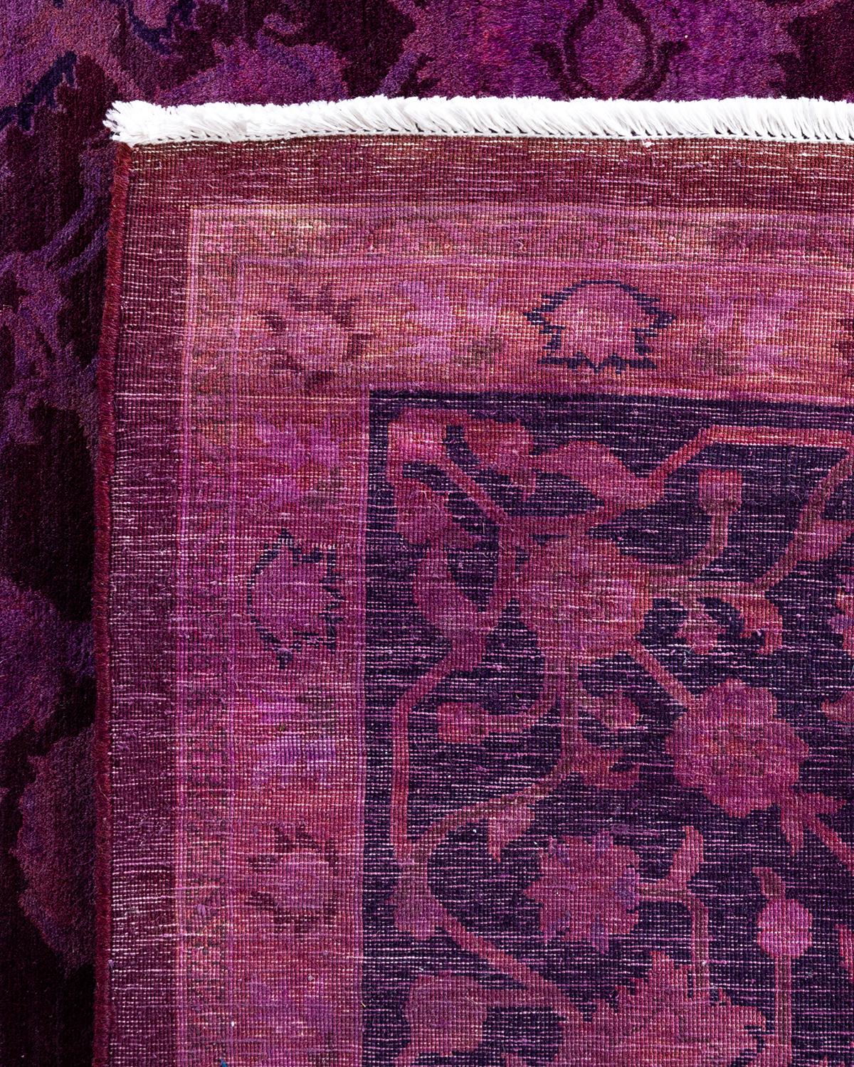 Contemporary Overdyed Hand Knotted Wool Pink Area Rug 8' 2