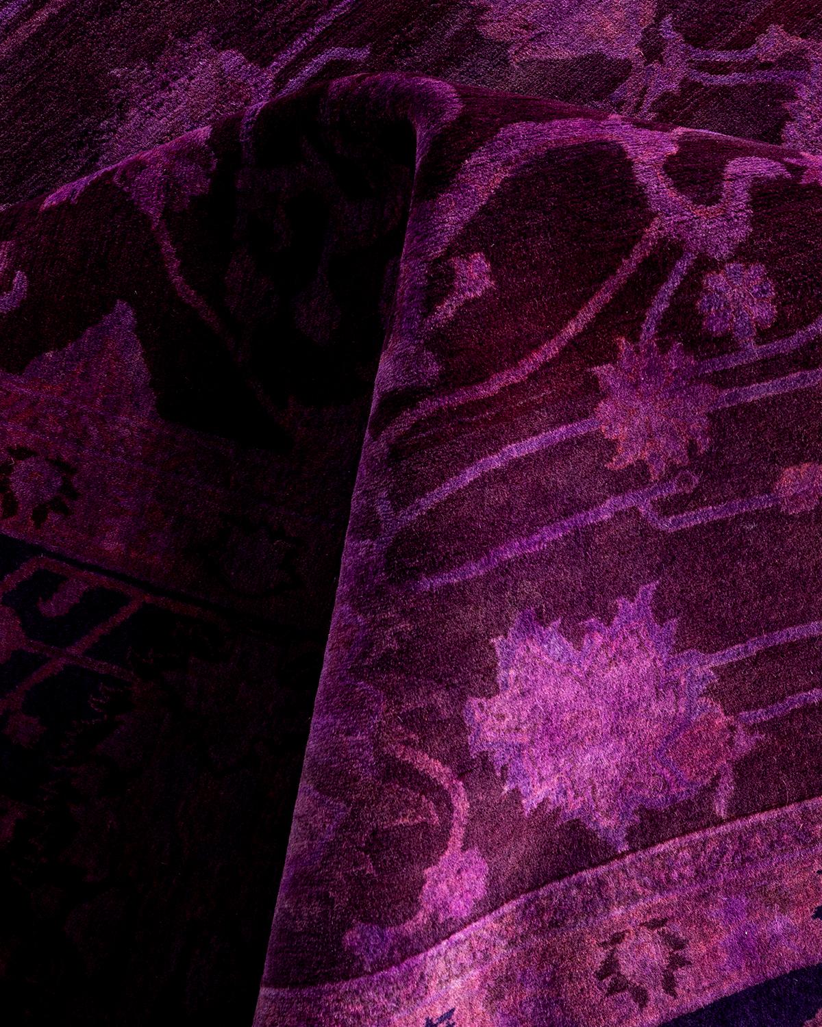 Contemporary Overdyed Hand Knotted Wool Pink Area Rug 8' 2