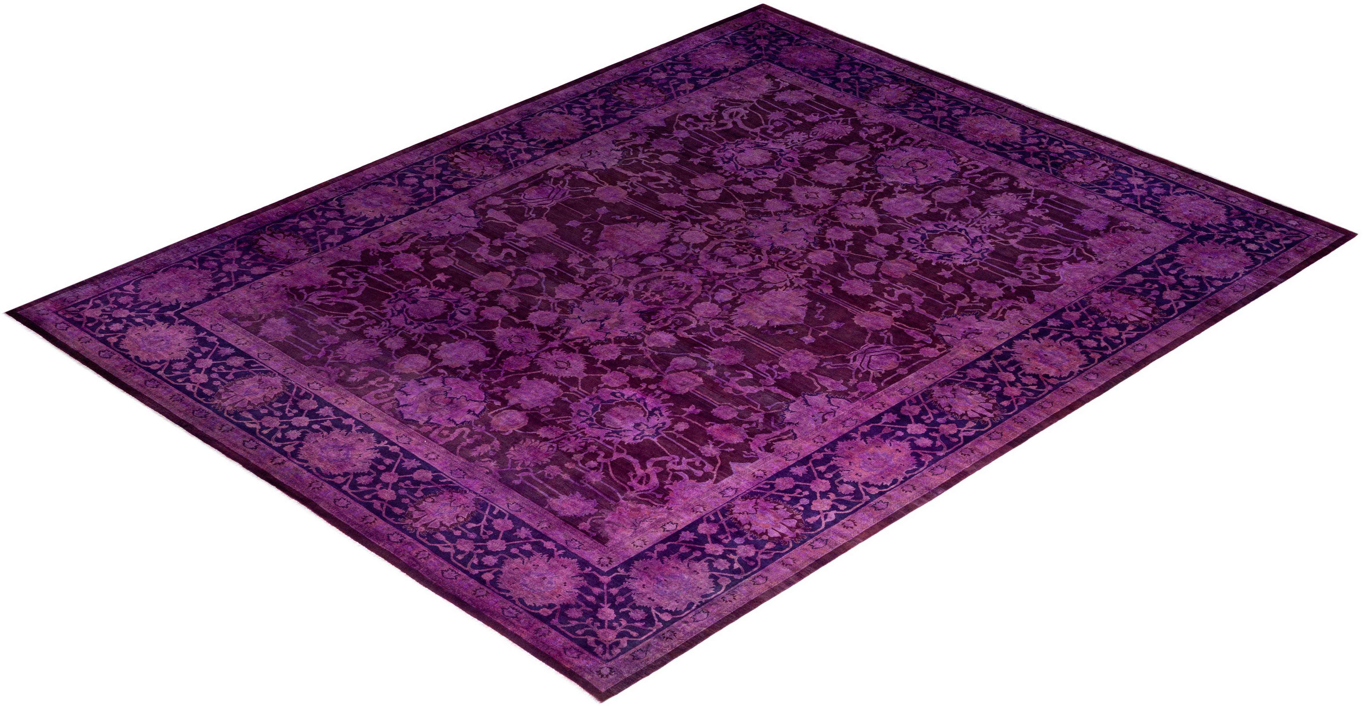 Contemporary Overdyed Hand Knotted Wool Pink Area Rug 8' 2