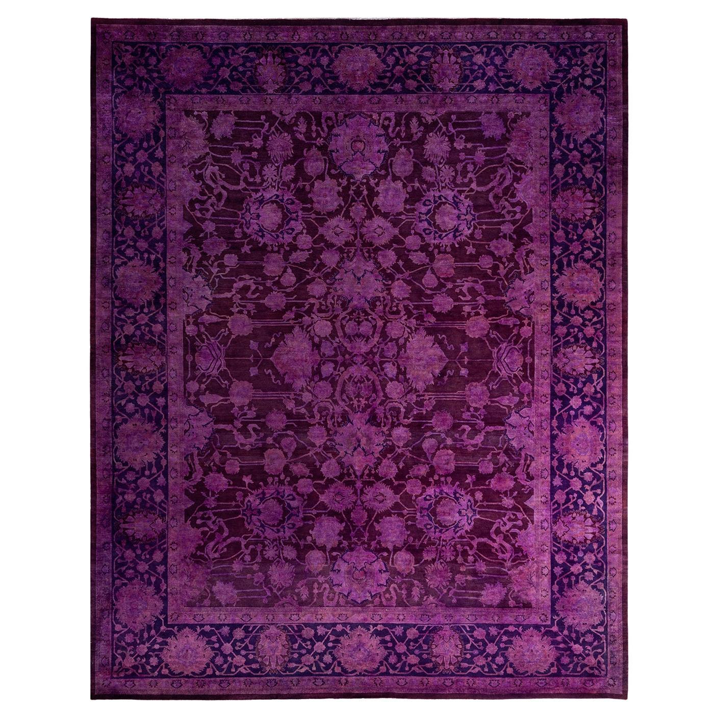 Contemporary Overdyed Hand Knotted Wool Pink Area Rug 8' 2" x 10' 3"