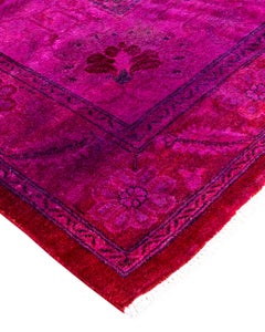 Contemporary Overdyed Hand Knotted Wool Pink Area Rug 8' 2" x 10' 4"