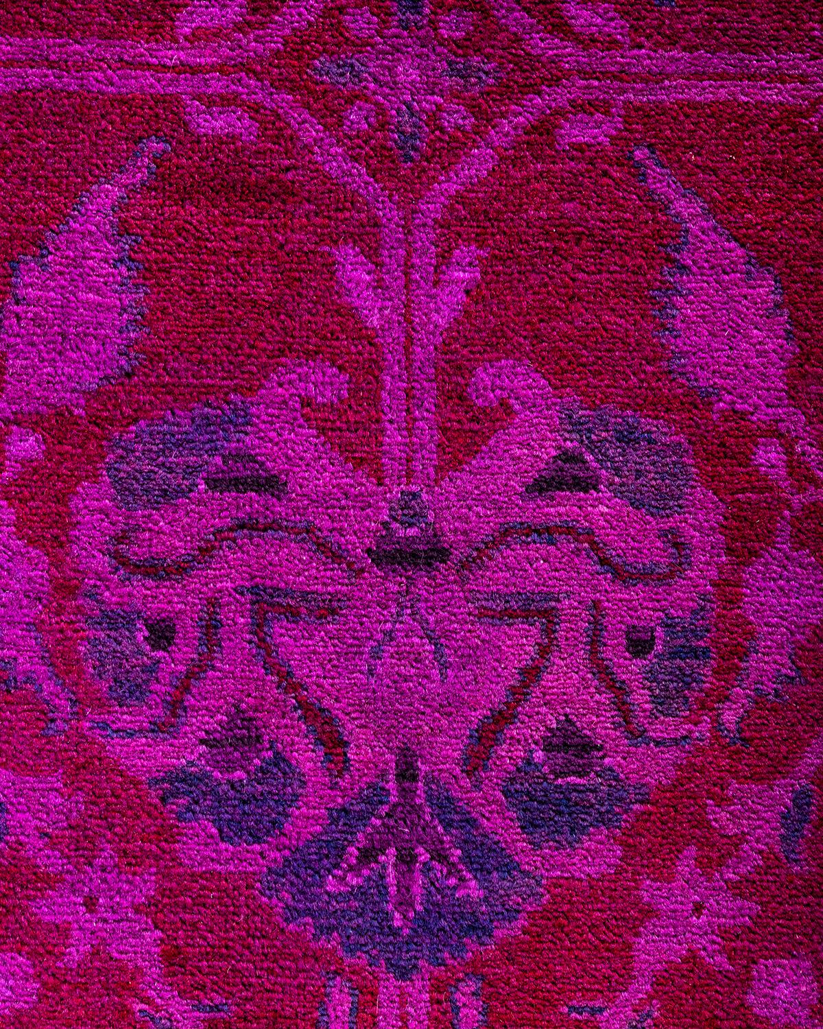 Pakistanais Contemporary Overdyed Hand Knotsted Wool Pink Area Rug 8' 2