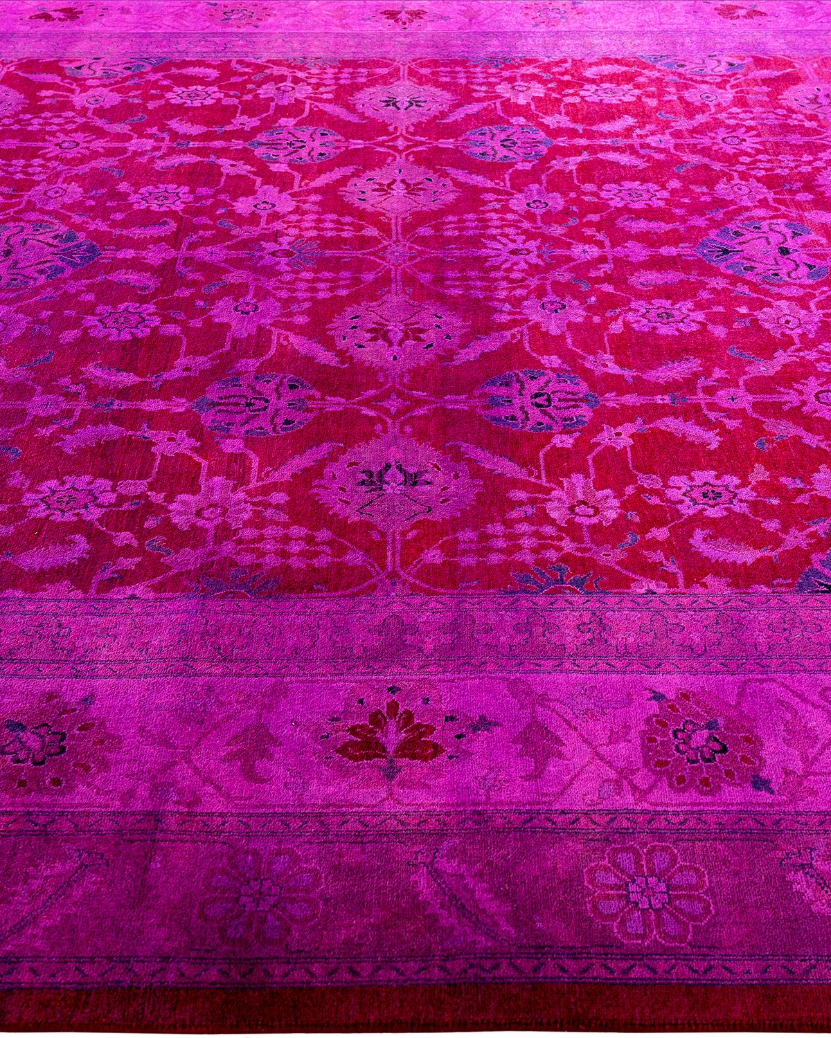 Contemporary Overdyed Hand Knotsted Wool Pink Area Rug 8' 2