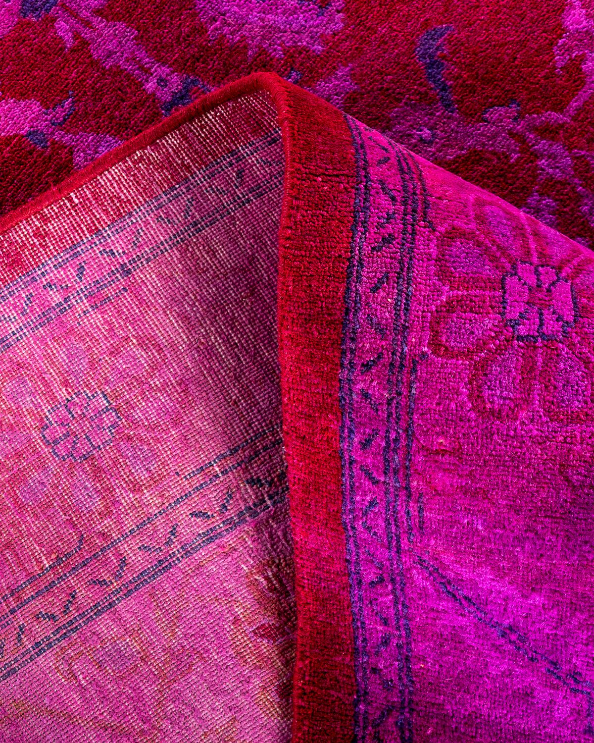 Lana Contemporary Overdyed Hand Knots Rugs (Tappeto di lana rosa) 8' 2