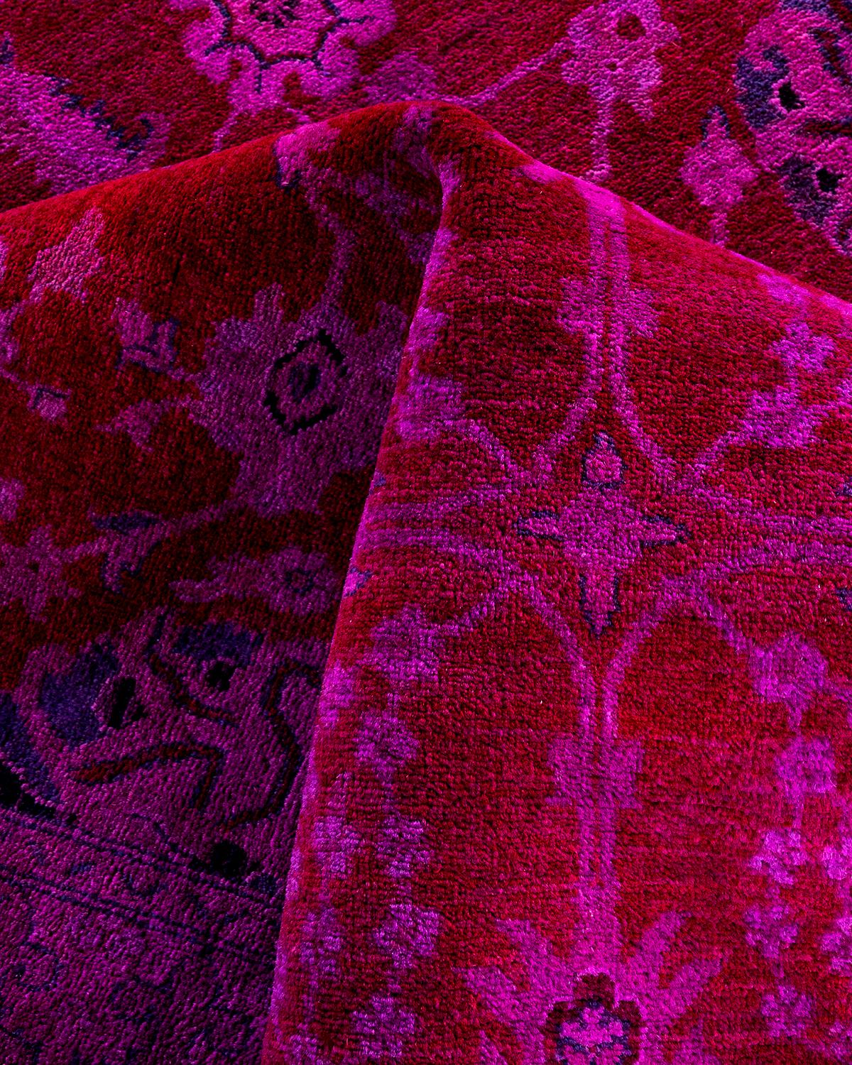 Contemporary Overdyed Hand Knotsted Wool Pink Area Rug 8' 2