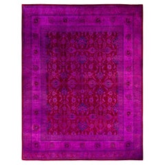 Contemporary Overdyed Hand Knotted Wool Pink Area Rug 8' 2" x 10' 4"