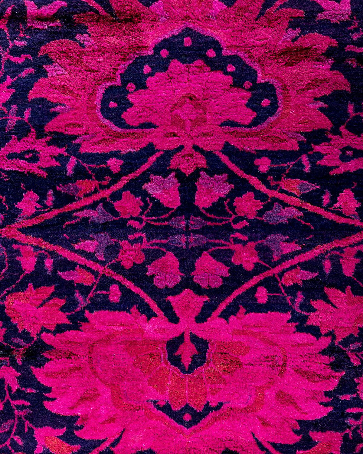 Pakistani Contemporary Overdyed Hand Knotted Wool Pink Area Rug 8' 3
