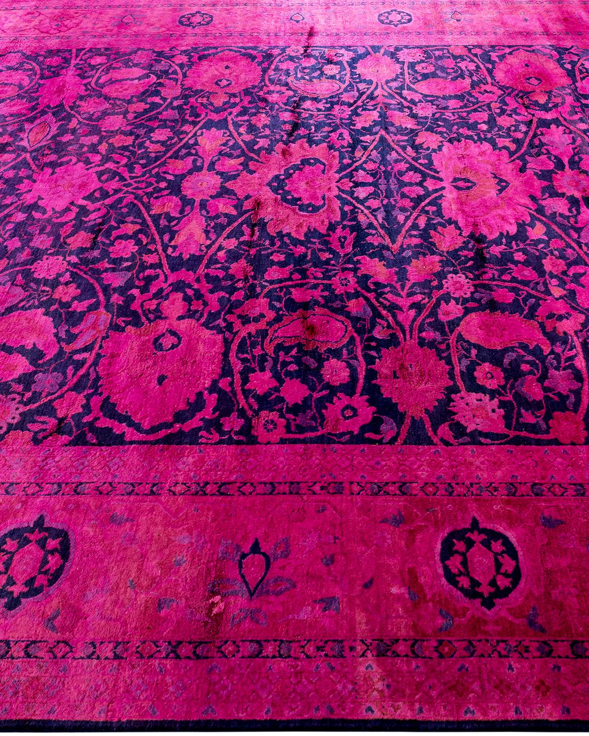 Contemporary Overdyed Hand Knotted Wool Pink Area Rug 8' 3