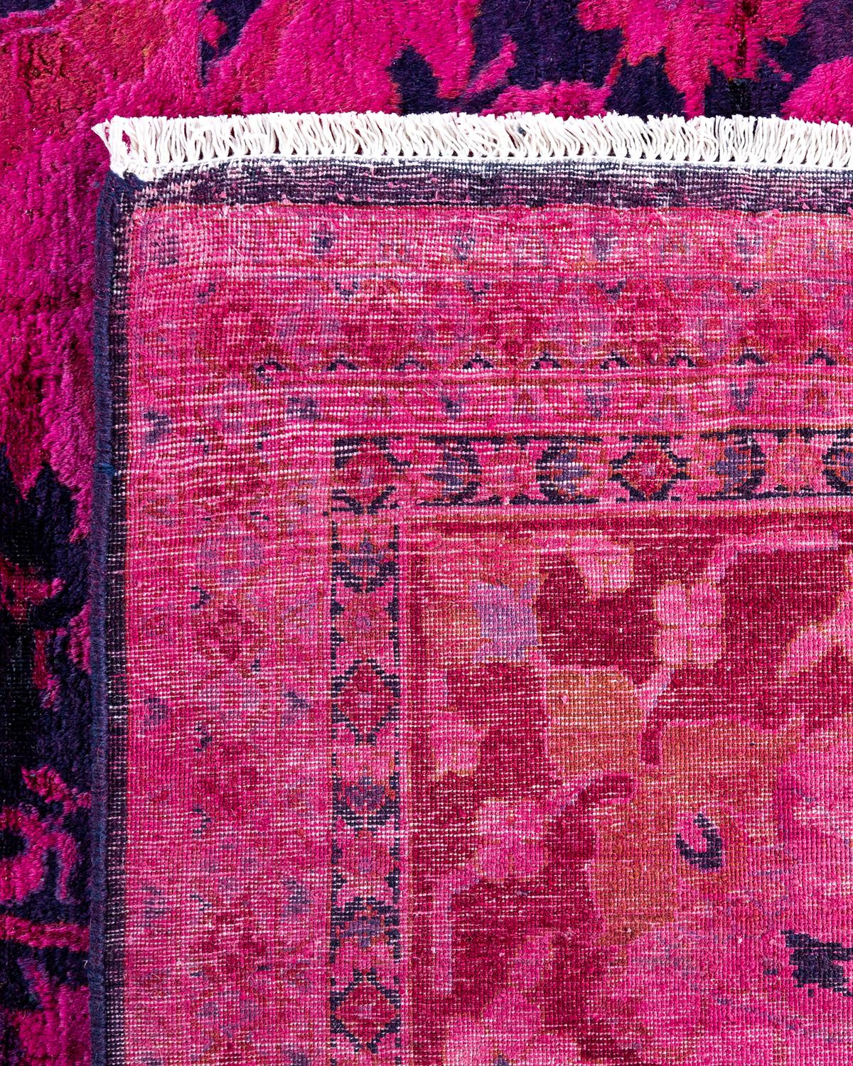 Contemporary Overdyed Hand Knotted Wool Pink Area Rug 8' 3