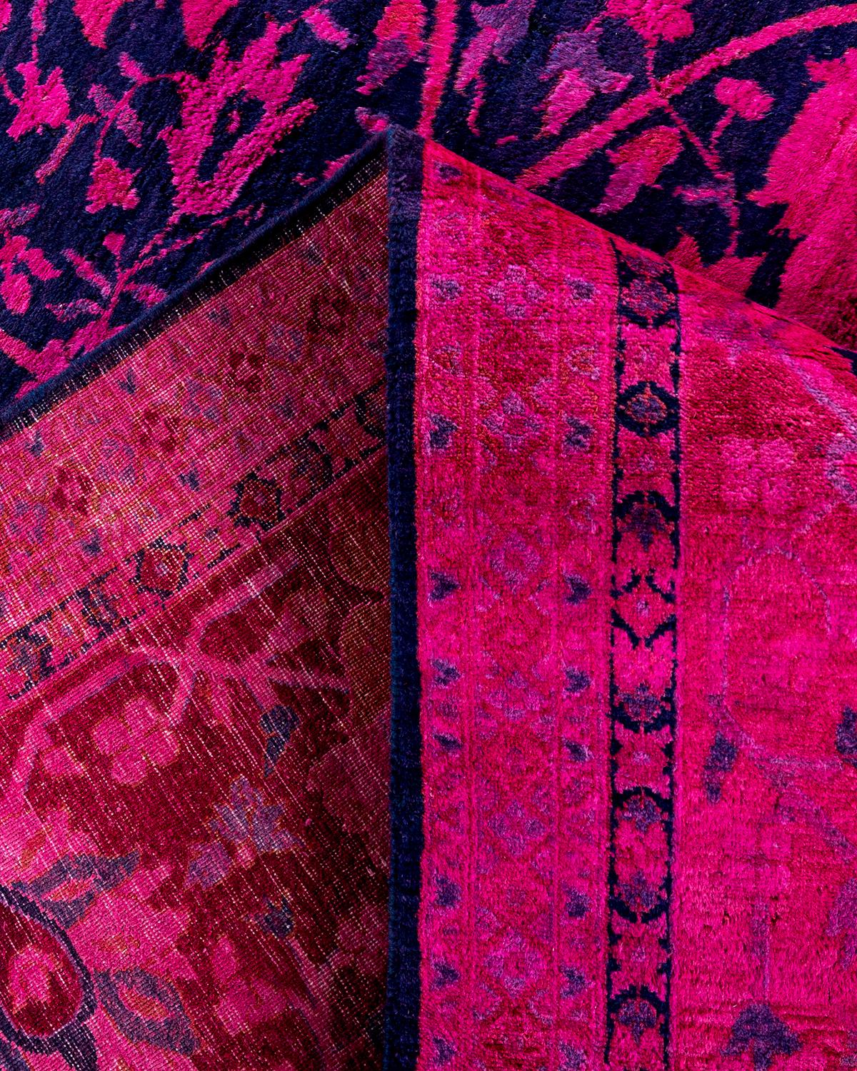 Contemporary Overdyed Hand Knotted Wool Pink Area Rug 8' 3
