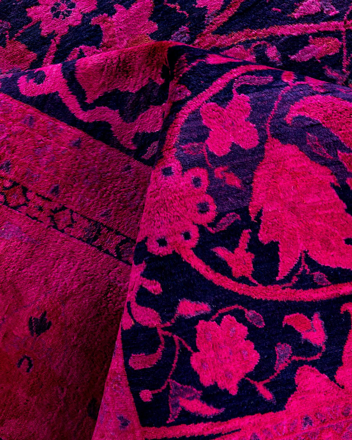 Contemporary Overdyed Hand Knotted Wool Pink Area Rug 8' 3