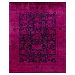 Contemporary Overdyed Hand Knotted Wool Pink Area Rug 8' 3" x 10' 2"