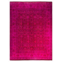 Contemporary Overdyed Hand Knotted Wool Pink Area Rug 9
 0" x 12
 2"