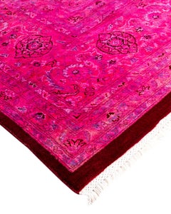 Contemporary Overdyed Hand Knotted Wool Pink Area Rug 9' 0" x 12' 8"