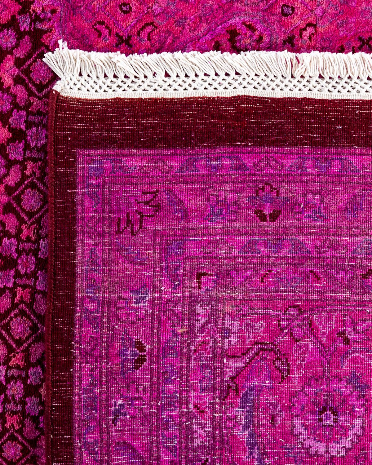 Contemporary Overdyed Hand Knotted Wool Pink Area Rug 9' 0
