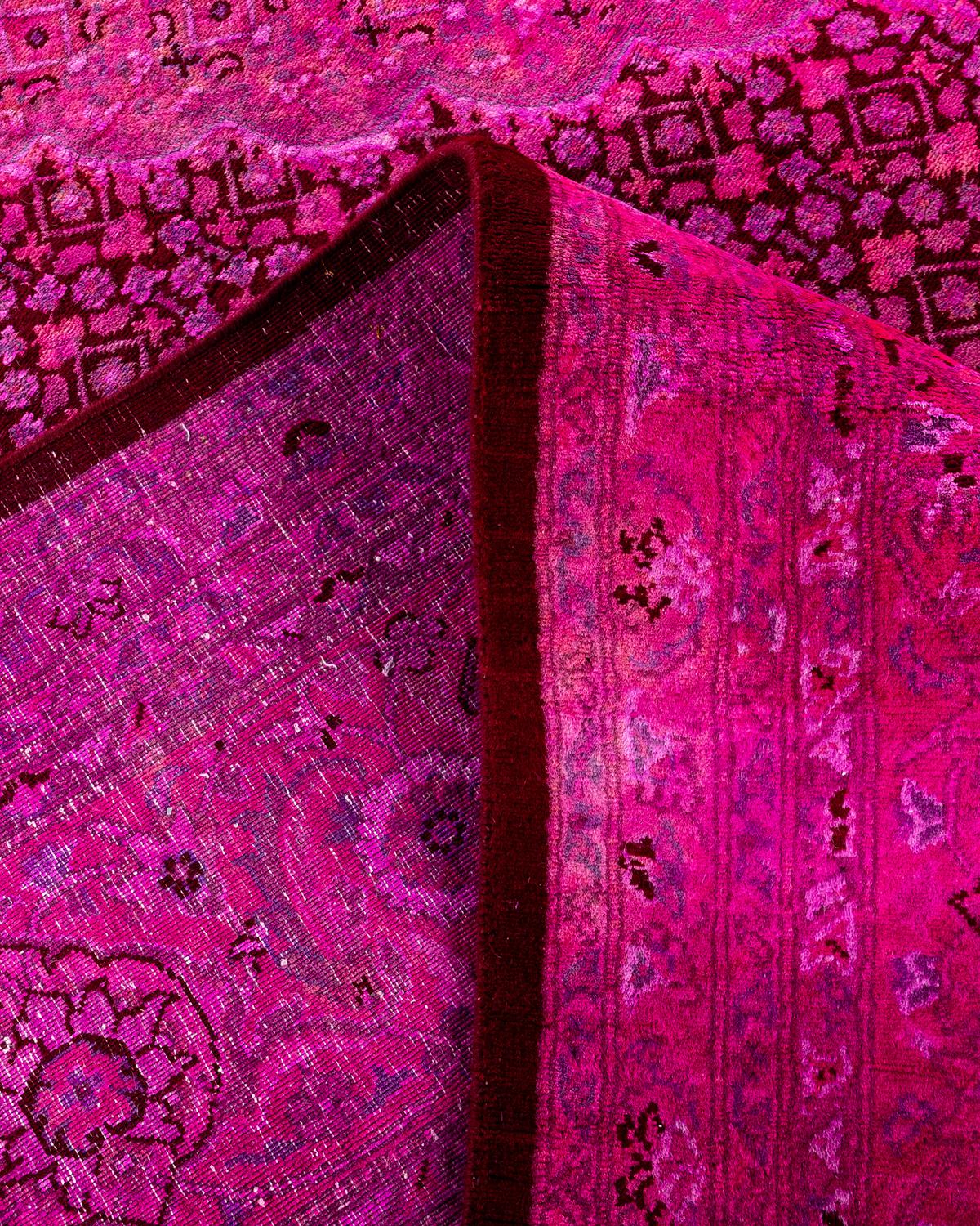 Contemporary Overdyed Hand Knotted Wool Pink Area Rug 9' 0