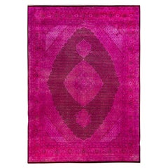 Contemporary Overdyed Hand Knotted Wool Pink Area Rug 9' 0" x 12' 8"