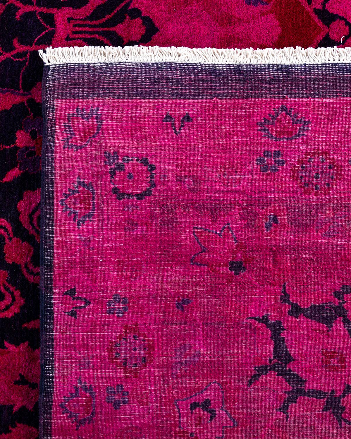 Contemporary Overdyed Hand Knotted Wool Pink Area Rug 9' 1