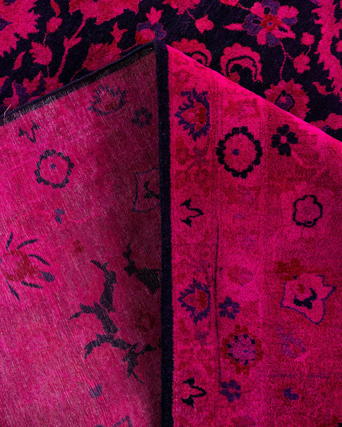 Contemporary Overdyed Hand Knotted Wool Pink Area Rug 9' 1