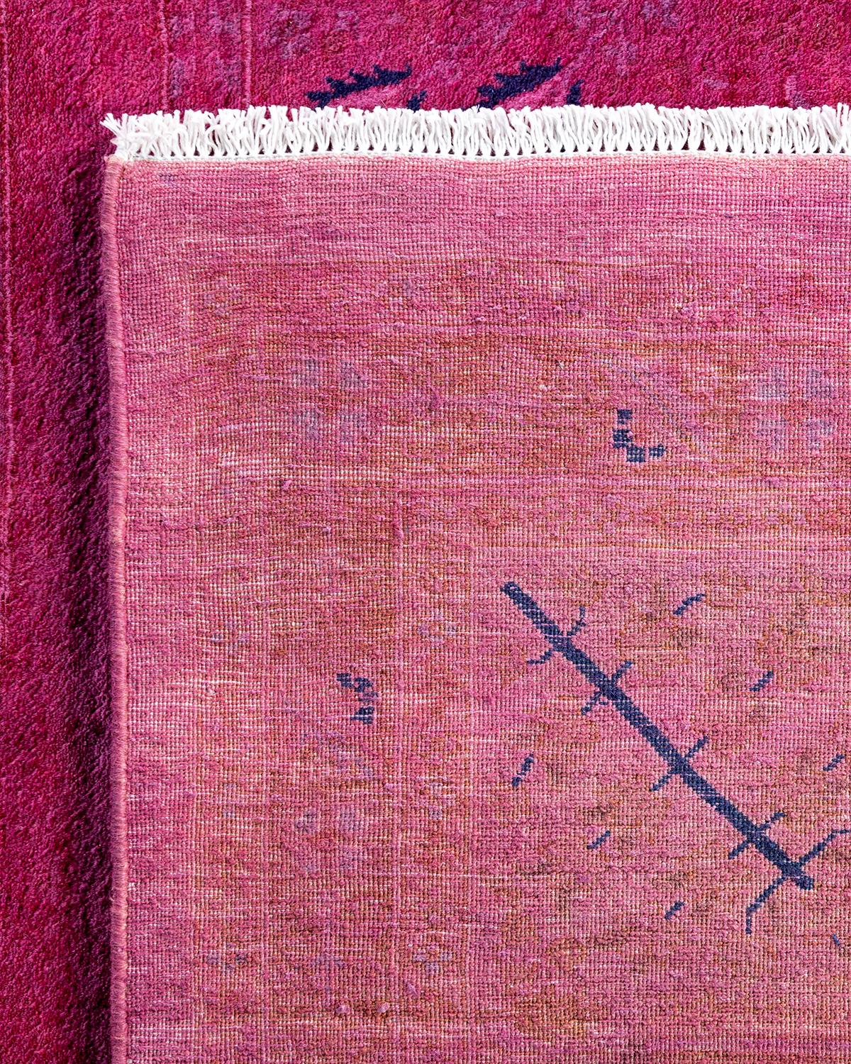 Contemporary Overdyed Hand Knotted Wool Pink Area Rug 9' 1