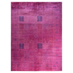 Contemporary Overdyed Hand Knotted Wool Pink Area Rug 9' 1" x 12' 0"