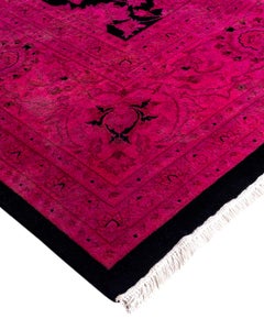 Contemporary Overdyed Hand Knotted Wool Pink Area Rug 9' 1" x 12' 1"