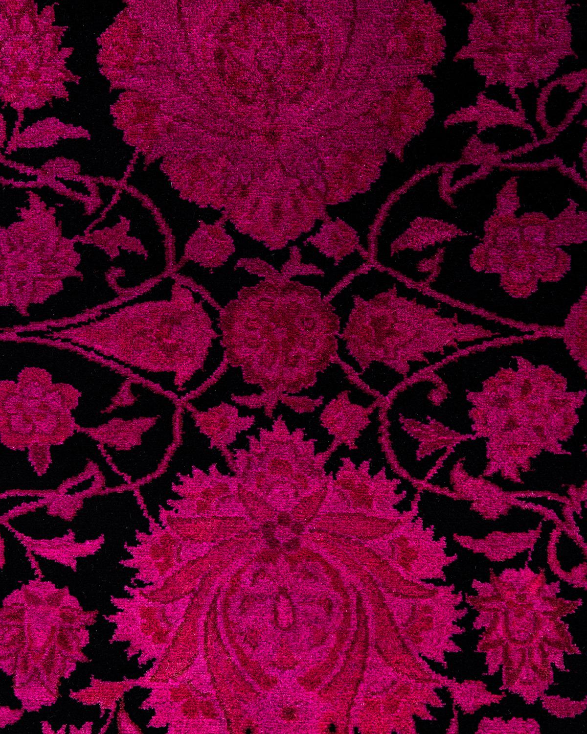Contemporary Overdyed Hand Knotted Wool Pink Area Rug 9' 1