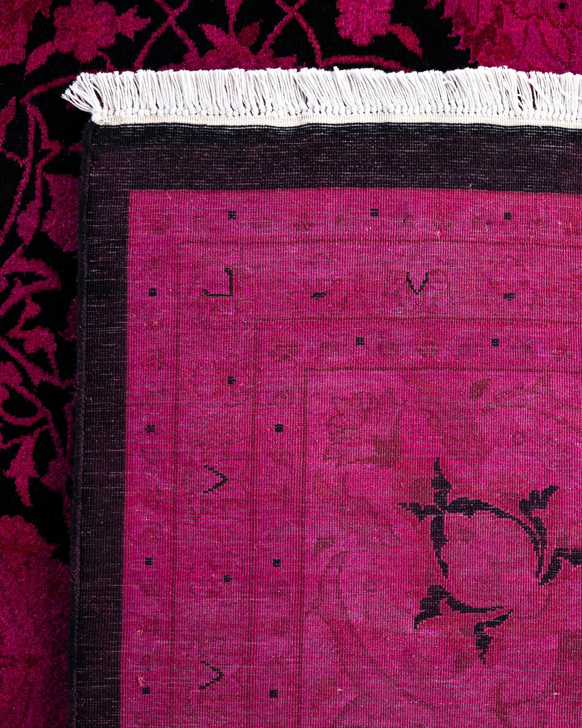 Contemporary Overdyed Hand Knotted Wool Pink Area Rug 9' 1
