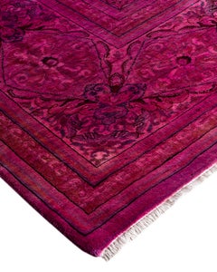 Contemporary Overdyed Hand Knotted Wool Pink Area Rug 9' 1" x 12' 3"