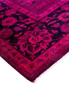 Contemporary Overdyed Hand Knotted Wool Pink Area Rug 9' 1" x 12' 3"