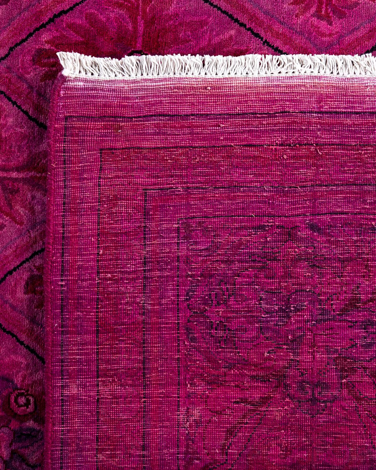 Contemporary Overdyed Hand Knotted Wool Pink Area Rug 9' 1