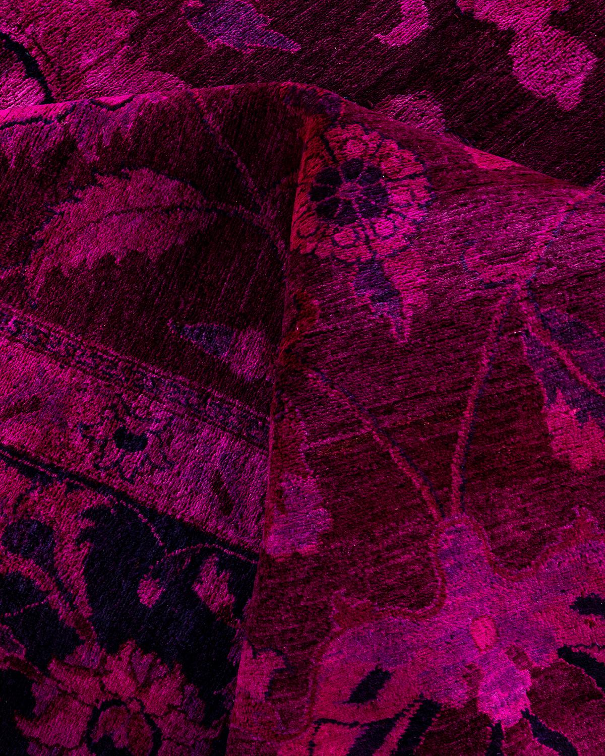 Alfombra de lana teñida a mano contemporánea rosa 30 cm x 30 cm en venta 1